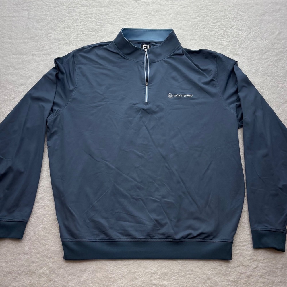 FootJoy Mens 2XL Slate Blue Quarter Zip Golf Pullover GoNetSpeed Logo FJ